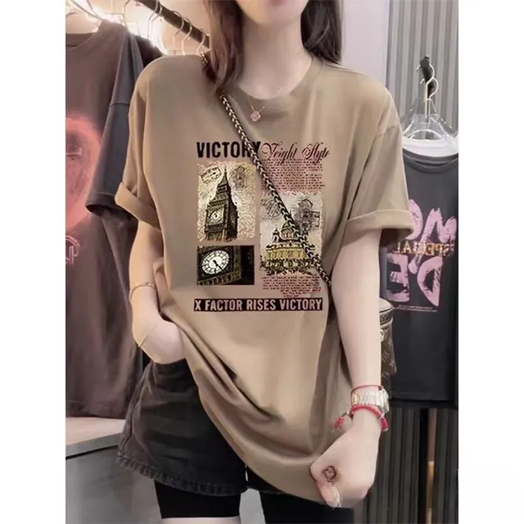 Fashion O-neck Loose Casual Short Sleeve Ladies Popular Design Cartoon Women's T-Shirts