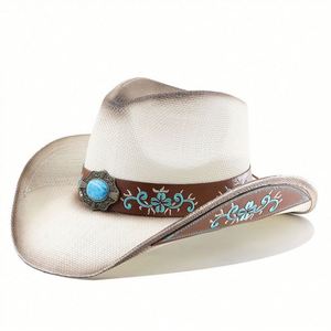 Vintage Anti Sunage <b>Hat</b> Men's Summer Outdoor Horse Riding Belt Accessory Big Eave Jazz <b>Hat</b> - Product Image 3