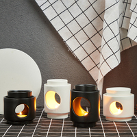 UOBOBO Brûleur à cire en céramique noire, diffuseur d'huiles essentielles, brûleur d'arômes, brûleur de cire fondue