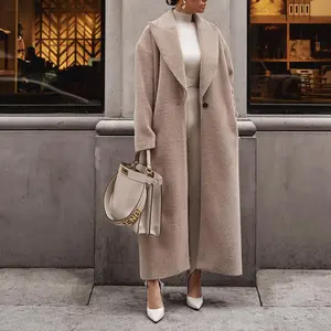 Stylish Cheap Women Jacket Long-Sleeved Lapel Coat Top Solid Color Loose Warm Winter Women'S Coat