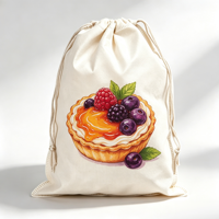 Groothandel handgeschilderde fruittaart grafische trekkoordtas herbruikbare opbergtas voor campusactiviteiten en organizer voor kleine spullen