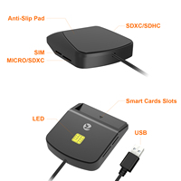 Lector de Tarjetas USB Todo en Uno ZOWEETEK, Lector de Tarjetas de Memoria SD y TF, Lector y Grabador de Tarjetas con Chip Inteligente ISO 7816 para Computadora, Laptops