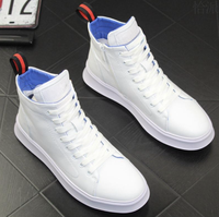 Baskets décontractées à plateforme en cuir verni haut de gamme pour hommes, chaussures de style Mid/High Top adaptées aux étudiants et aux hommes