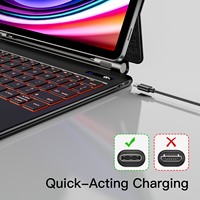 Casing Keyboard Ajaib Nirkabel BT Kapasitif USB Tipe C dengan Lampu Latar untuk Tab S9+/s9/s9 Fe/s8/s7, Dudukan Magnetik Cantilever Mengambang