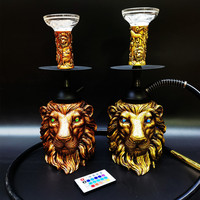 Chicha Lion Shisha créative en résine lumineuse avec lumière LED, style américain, décoration d'intérieur et cadeaux d'affaires