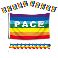 Drapeau arc-en-ciel LGBT de 3x5 pieds, écologique, entièrement inclusif, en polyester à double couture, avec œillets pour l'extérieur, prêt à être expédié