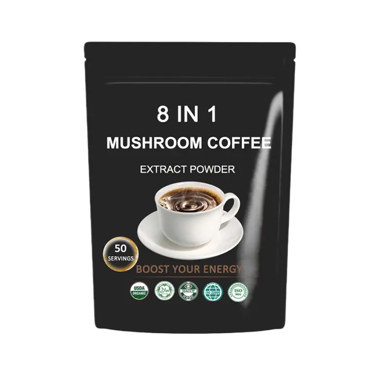 OEM Private Label Ganoderma Coffee Instant Mixed Mushroom Coffee Powder Organic Lions Mane 8 in 1 coffee