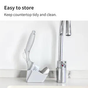 Soap Dispensing Dish Brush With 2 Replaceable Heads Kitchen Dish Brush With Soap Dispenser For Pot Pan Sink Cleaning