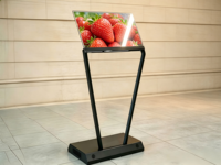 Afficheur numérique OLED transparent sur pied, écran holographique pour la publicité dans les centres commerciaux en intérieur