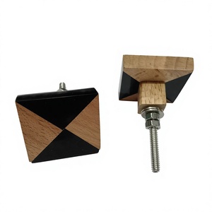 Boutons de commode en résine et bois faits à la main, poignée de meuble en bois d'acacia rayé et résine pour tiroir de cuisine et porte - Product Image 5