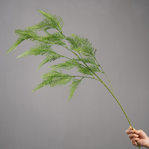 Feuilles vertes artificielles, branche unique, vert foncé, en soie, pour décoration de mariage, suspendues au plafond - Product Image 3