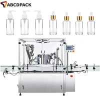 Système de remplissage et de bouchage automatique de bouteilles de type rotatif, large compatibilité pour les contenants ronds de toner cosmétique, de lotion lactée et autres.