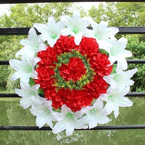 DREA 50 cm Funeral Flowers <b>Artificial</b> Flower Tribut Funeral <b>Wreaths</b> for Cemetery Decoration - Product Image 3