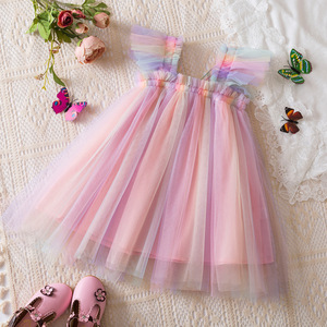 Gratis Monster Meisje Vlindervleugels Jurk Prinses Mouwloze Tule Vlindervleugel Regenboog Rok Verjaardagsfeest Tutu Jurk - Product Image 6