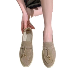 European American Foreign Trade 2026 New Model Size 35-45 Slip-on High-end Suede Upper Women -style Loafers Rubber <b>Shoes</b> - Product Image 2