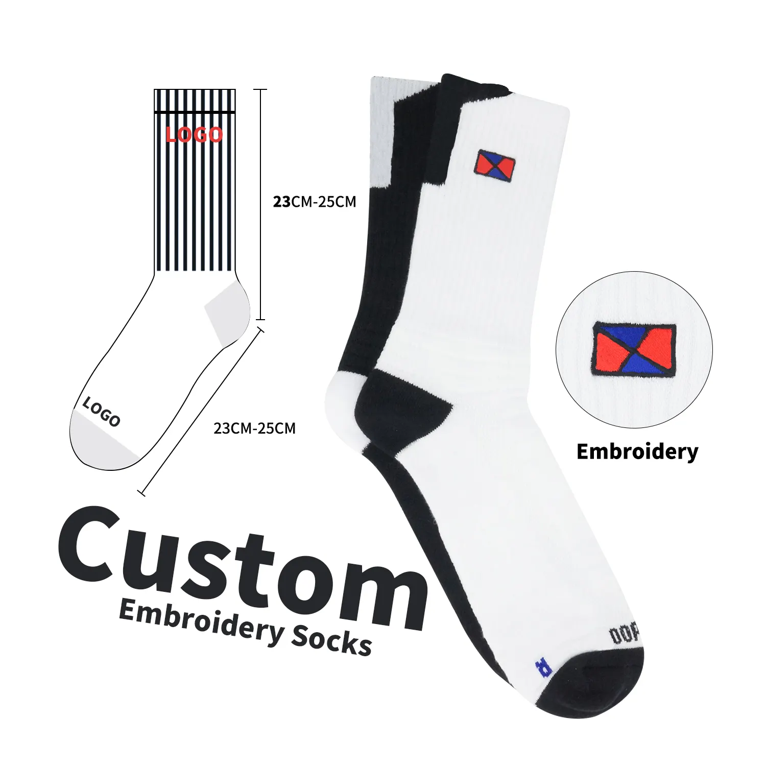 New design best quality oem custom embroidery socks sports socks for basketball