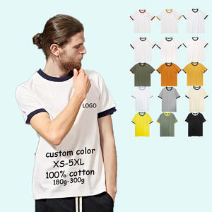 LYN9040 Nuevo diseño personalizado de alta calidad 100% algodón suelto ajuste pequeño hombro en blanco de gran tamaño hombres Ringer camiseta - Product Image 1