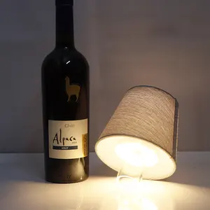 Warm Light Restaurant Bar Atmosphere Light Cloth Wine Bottle Combination Rechargeable Table Lamp