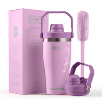 Gobelet 20oz avec poignée latérale, bouteille d'eau isolée avec paille et couvercle 2 en 1, tasse de voyage en acier inoxydable pour le sport