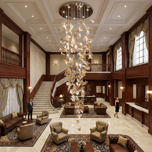 Lámpara de Araña de Cristal de Lujo, Estilo Artístico Nórdico, para Escaleras y Vestíbulos, Diseño Personalizado con LED, Efecto Cascada en Color Ámbar - Product Image 2