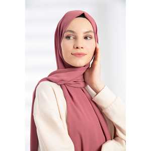 Hijab Elegante de Crepé, Color Sólido, Rayón, Uso Diario, Estilo de Medio Oriente, Corte Regular, Rosa Thistle - Product Image 3