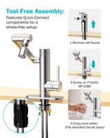Robinet de cuisine à poignée unique SS304, 1080 °   Rotation à 360° °   Aérateur et filtre pivotants