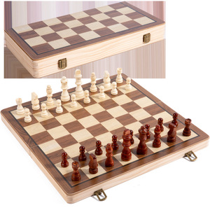 Set di <span class=keywords><strong>Scacchi</strong></span> e Dama Pieghevole in Legno di Alta Qualità con Bordo in Noce, Due in Uno, per Uso in Supermercato, con Guida Video - Product Image 5