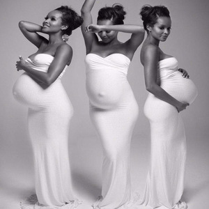 Abito da gravidanza in cotone a manica lunga maternità abiti fotografici per abito fotografico - Product Image 3