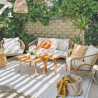 Ensembles modulaires modernes OEM ODM en rotin PE pour patio, résistants aux intempéries avec coussins, pour hôtels, villas, balcons, jardins, parcs, mobilier d'extérieur