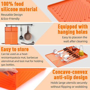 Alfombrilla de silicona naranja para utensilios de parrilla con almohadilla antigoteo y espátula, para parrilla exterior y encimera de cocina, Tariff Reduction - Product Image 5