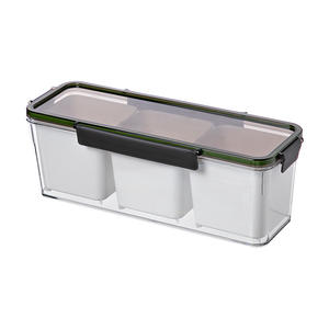 Cuisine alimentaire en plastique 3 grilles gingembre ail réfrigérateur assaisonnement ail oignon boîte <span class=keywords><strong>de</strong></span> rangement hermétique récipient peut être égoutté - Product Image 1