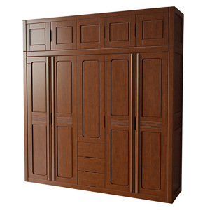 Armoire en bois massif, style chinois moderne, 345 portes à charnières, gain de place, rangement pour chambre à coucher, usage adulte - Product Image 4