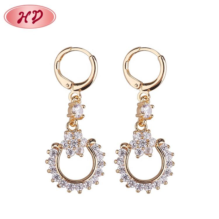 2018 New Saudi Gold Jewelry Ashion Design Chain Hanging Earrings
