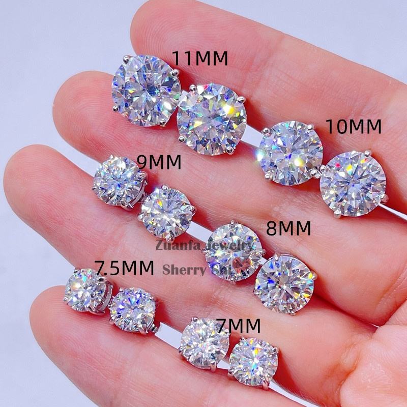 Orecchini Da Sposa Con Moissanite Taglio Rotondo Da 8 Mm - Foto 3