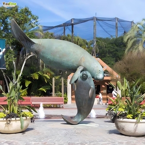Statue de Manatee en Bronze, Sculpture Animale Aquatique, Décoration Marine Vache de Mer, Fait Main en Fonte pour Jardin, Extérieur, Plage, Place Publique - Product Image 1