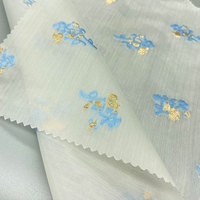 Tissu Jacquard métallique en Polyester et rayonne, léger, motif Floral, 70 g/m², pour robe d'été, offre spéciale