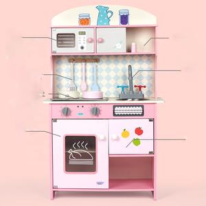Montessori educativi in legno finzione gioco cucina rosa progetto cucina Juguetes Mas Populares giocattoli per bambini <span class=keywords><strong>Biys</strong></span> ragazze - Product Image 4