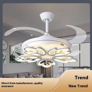 Ventilateurs de plafond LED modernes en fer, haute luminosité, gradation tricolore, moteur CC, 5 pales, fabricant de Zhongshan, lumière de forme spéciale - Product Image 2