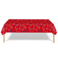 Nouvelle arrivée, nappe de fête jetable en plastique à motifs d'étoiles tricolores du Jour de l'Indépendance, fabriquée en Chine, Lc-1020