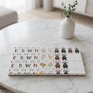 Custom Printed Mahjong <b>Tiles</b> Green Marble Pattern Game Pieces White <b>Plastic</b> Style for Club Party Casino 4 Players - Product Image 5