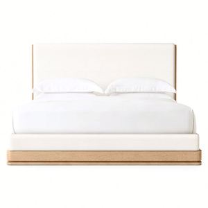 Meubles de chambre à coucher de luxe au design moderne personnalisable, lit double en bois de chêne massif - Product Image 4