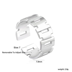 แหวนสแตนเลสทรงเรขาคณิตแบบฉลุลาย ของขวัญเครื่องประดับสำหรับทุกเพศ - Product Image 4