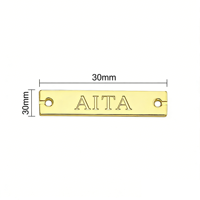 Etiqueta de identificación de latón chapada en oro con letras hechas a mano, para gafas de sol, ropa, metal de calidad, personalizable, logotipo personalizado para bolso.
