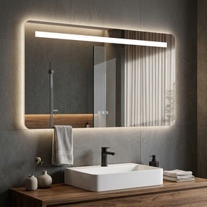 European Craftsmanship Aluminum Alloy <b>Mirror</b> 2025 Trending Rectangular <b>LED</b> Illuminated Touch Switch <b>Wall</b> Mounted Modern Bathroom - Product Image 2