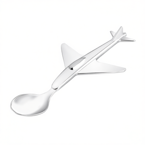 Cuchara para bebé ZILVERSTAD con forma de avión, utensilio de alimentación de acero inoxidable para bebés - Product Image 2