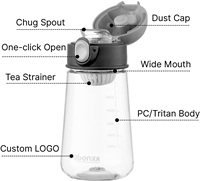 Bouteille d'eau en plastique PC Tritan sans BPA pour enfants, avec infuseur à thé anti-fuite à ouverture rapide, couleur et logo personnalisés, fabriquée en Chine