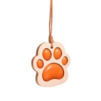 Breloque pour rétroviseur de voiture en cuir de vachette tanné végétal, motif patte de chat mignon de dessin animé, pendentif de sac en cuir véritable, porte-clés