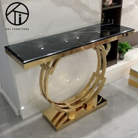 Console de luxe léger pour couloir, meuble d'entrée rond simple, table d'entrée moderne en marbre, table murale longue