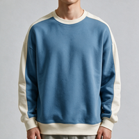 Sweat-shirt personnalisé OEM à blocs de couleur pour homme, col rond, épaules tombantes, patchwork, coupe ample, streetwear décontracté, sweat-shirts vierges