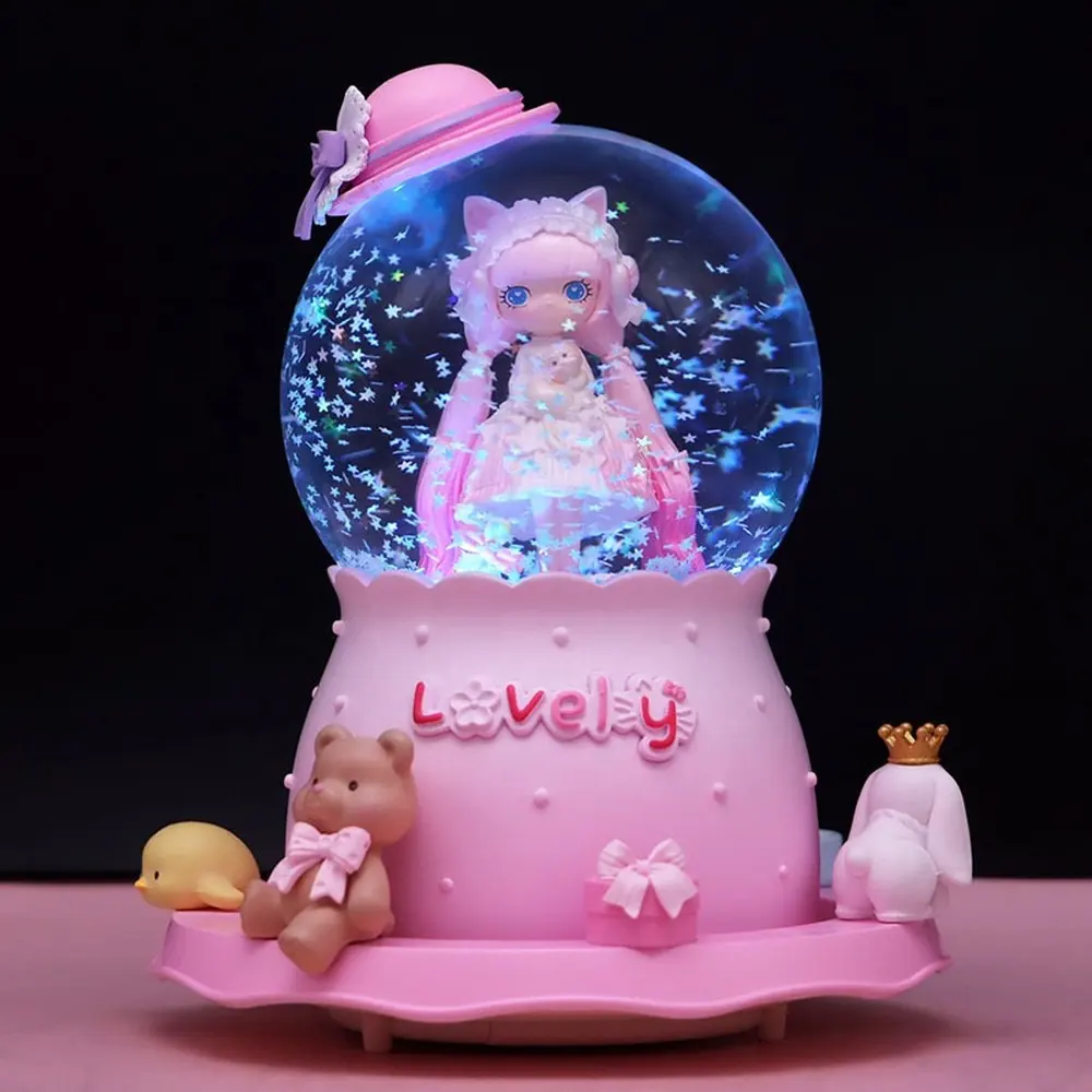Принцесса Лолита хрустальный шар музыкальная шкатулка Карусель снег с подсветкой для девочек и детей подарок на день рождения музыкальное украшение